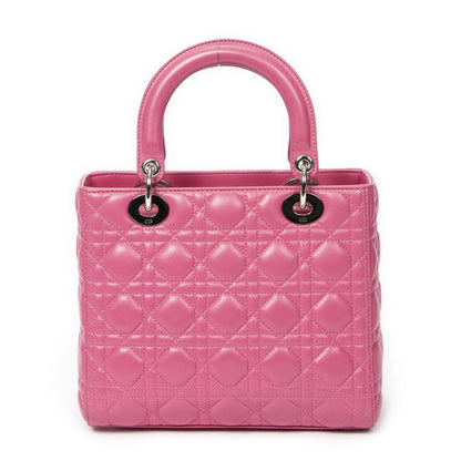 Dior Lady Dior Zip Pink Kanji Lambskin Leather Handbag — view 5