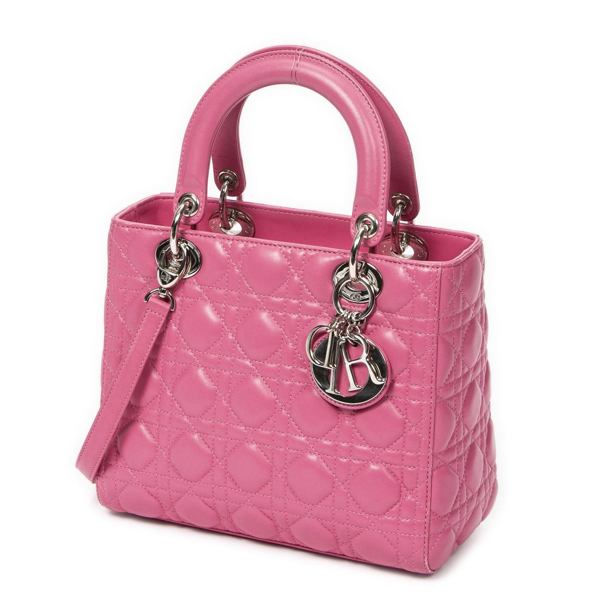 Dior Lady Dior Zip Pink Kanji Lambskin Leather Handbag — view 2