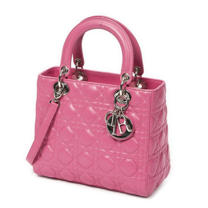 Dior Lady Dior Zip Pink Kanji Lambskin Leather Handbag — view 2