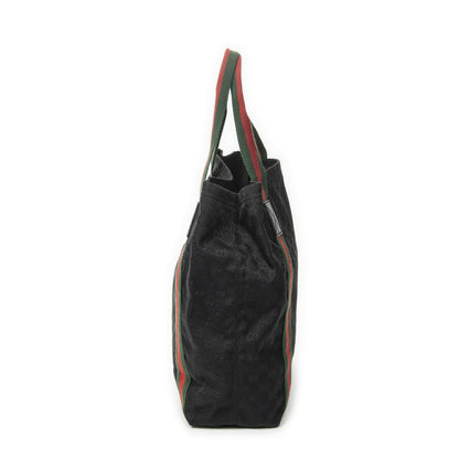 Gucci Open Shopping Tote Bag Black GG Canvas — view 3