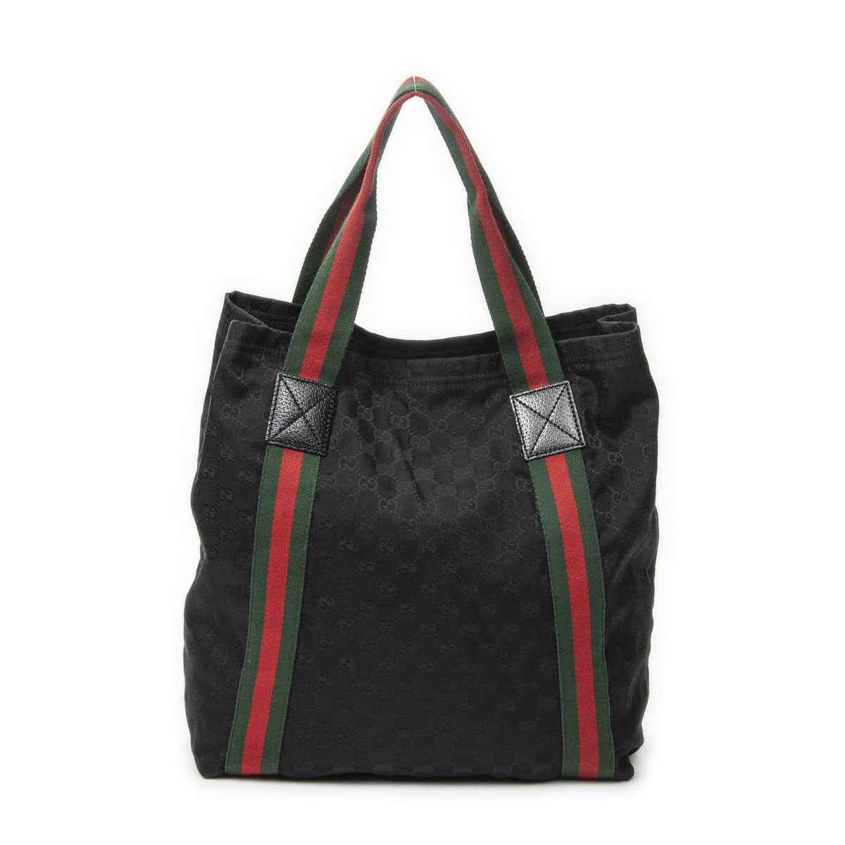 Gucci Open Shopping Tote Bag Black GG Canvas — view 5