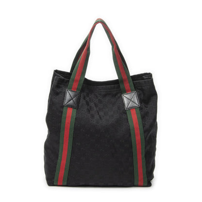 Gucci Open Shopping Tote Bag Black GG Canvas — view 5