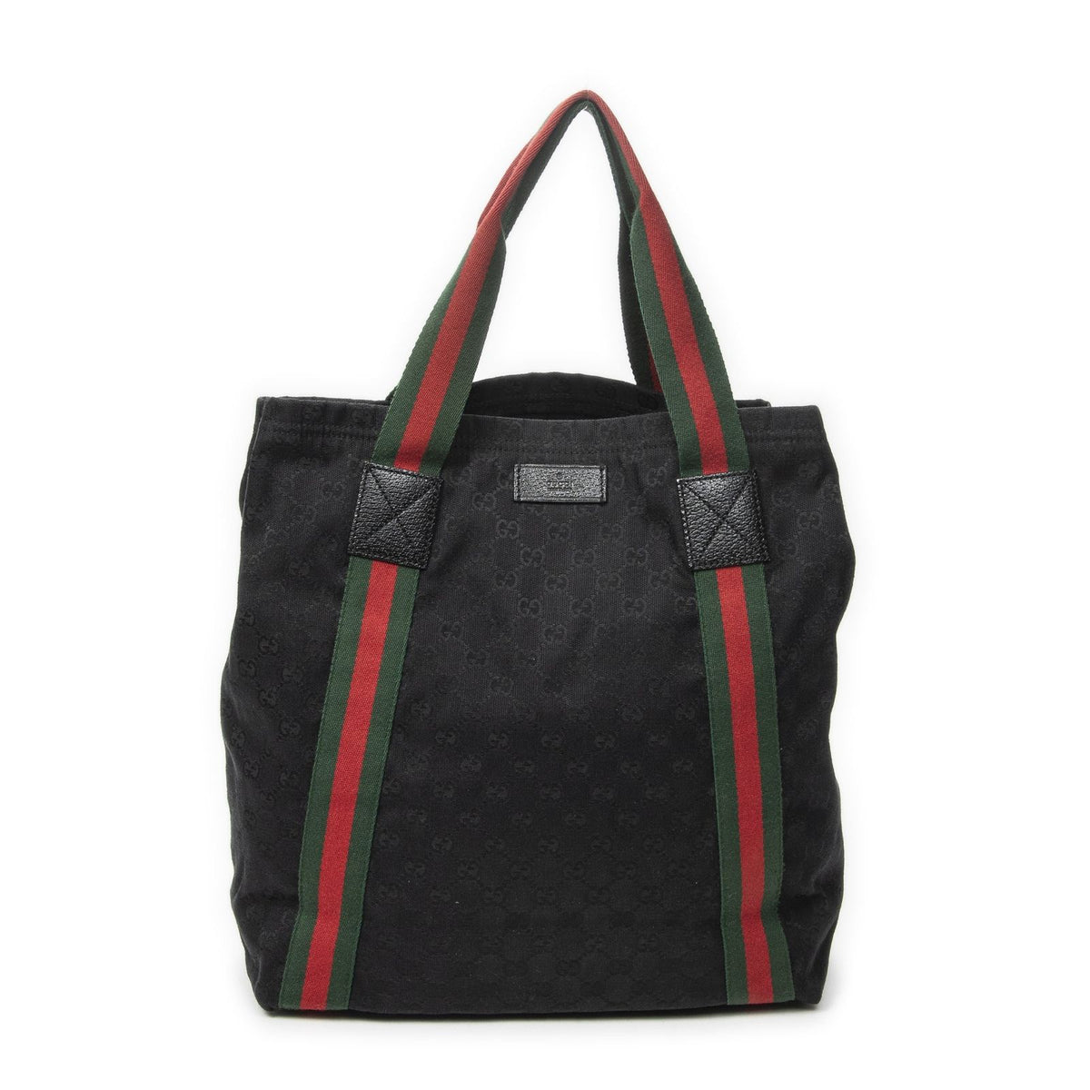 Gucci Open Shopping Tote Bag Black GG Canvas