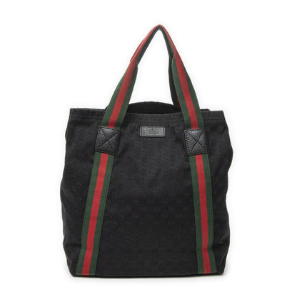 Gucci Open Shopping Tote Bag Black GG Canvas