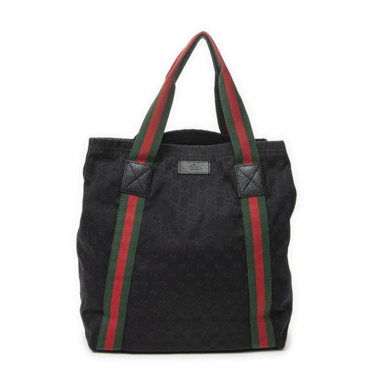 Gucci Open Shopping Tote Bag Black GG Canvas