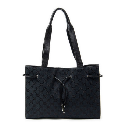 Gucci Square Zip Tote Bag Black GG Canvas