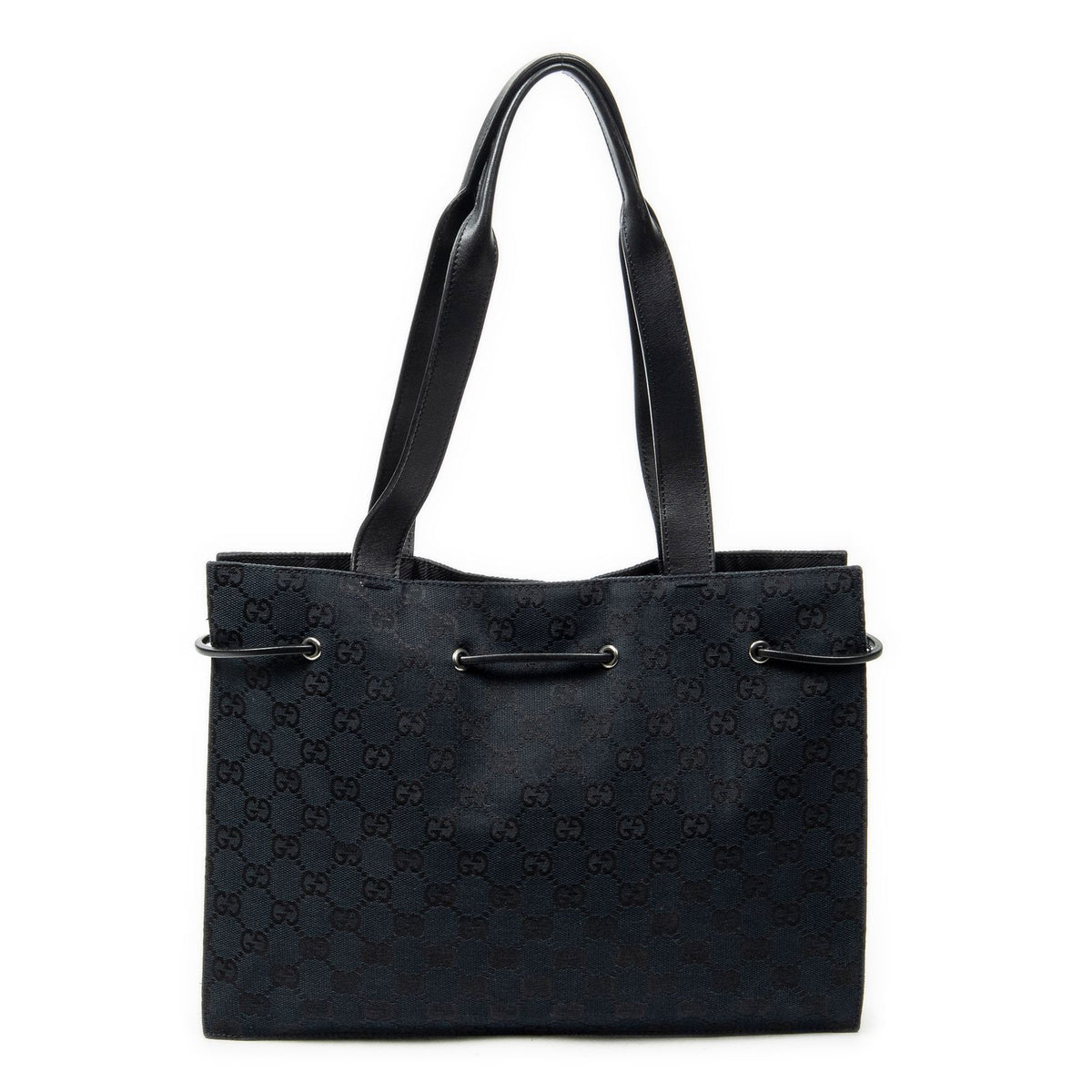 Gucci Square Zip Tote Bag Black GG Canvas — view 5