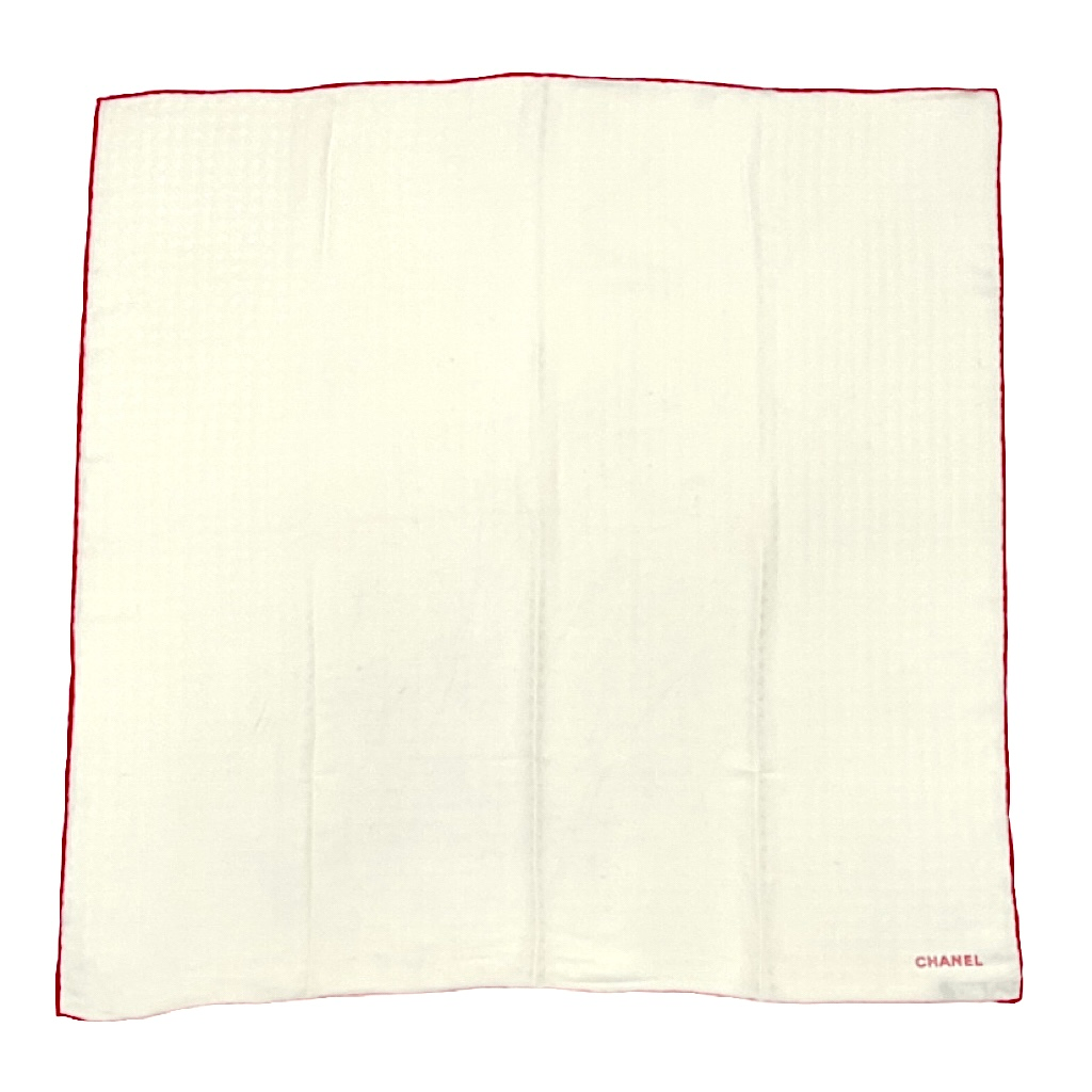 Chanel CC Logo Scarf Silk Beige