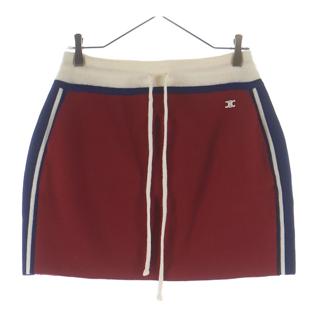 Celine Triomphe Mini Wool Skirt Red Navy