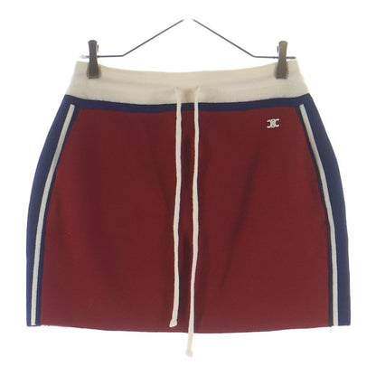 Celine Triomphe Mini Wool Skirt Red Navy