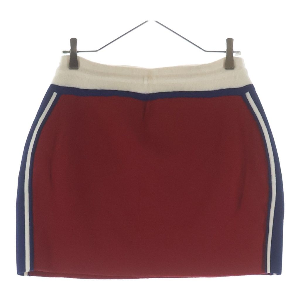 Celine Triomphe Mini Wool Skirt Red Navy — view 2