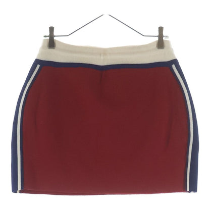 Celine Triomphe Mini Wool Skirt Red Navy — view 2