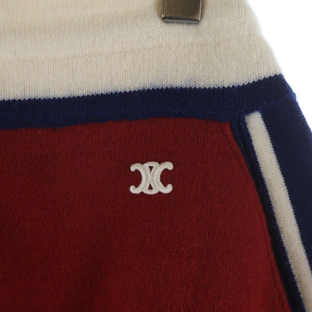 Celine Triomphe Mini Wool Skirt Red Navy — view 5