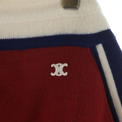 Celine Triomphe Mini Wool Skirt Red Navy — view 5