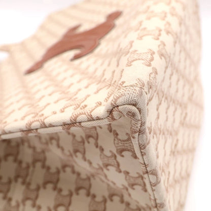 Celine Cabas Thais Large Triomphe Canvas Leather Tote Bag Beige — view 6