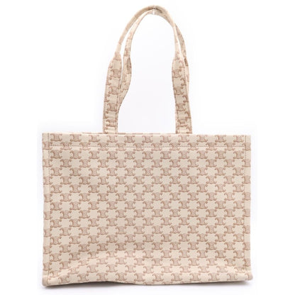 Celine Cabas Thais Large Triomphe Canvas Leather Tote Bag Beige — view 2