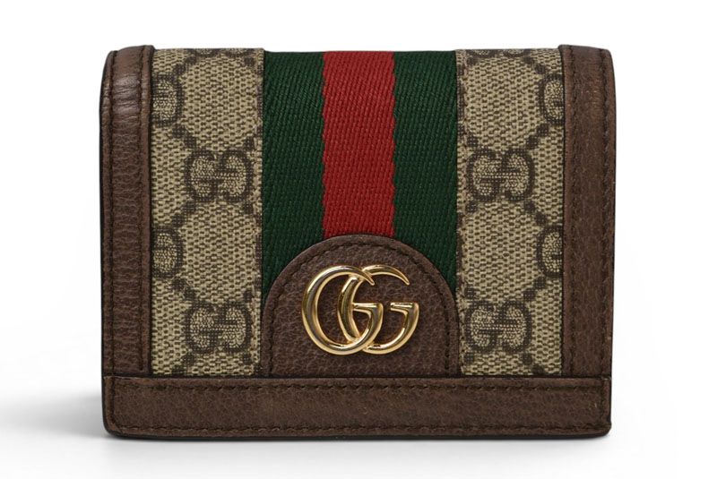 Gucci Mini Wallet Bifold Folding GG Brown Beige Ophidia Supreme