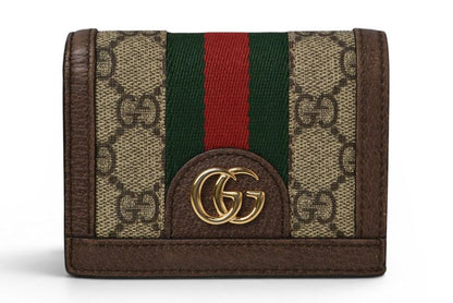 Gucci Mini Wallet Bifold Folding GG Brown Beige Ophidia Supreme