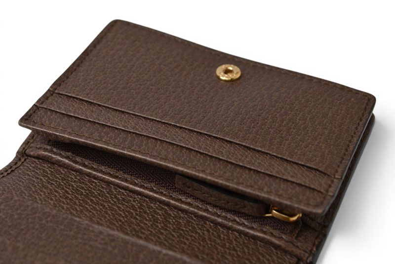 Gucci Mini Wallet Bifold Folding GG Brown Beige Ophidia Supreme — view 6