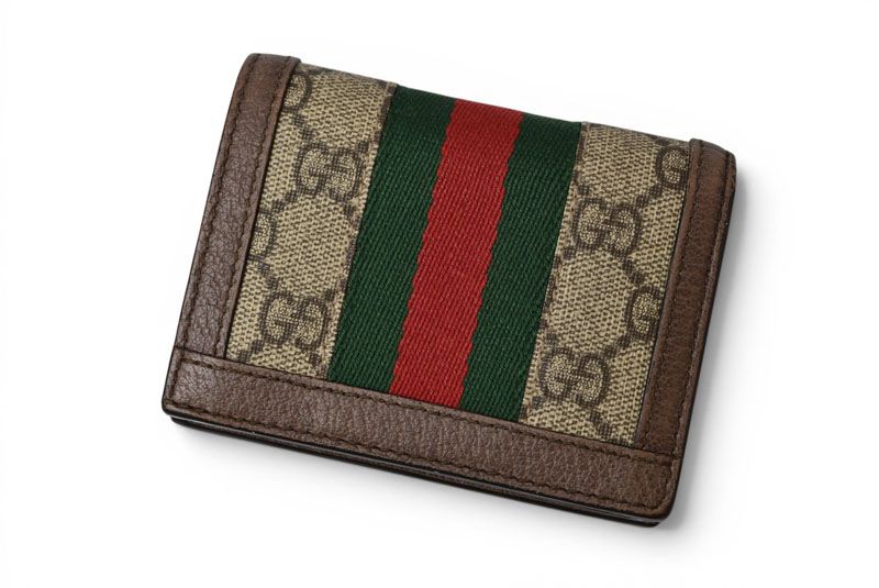 Gucci Mini Wallet Bifold Folding GG Brown Beige Ophidia Supreme — view 3