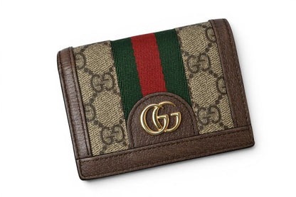 Gucci Mini Wallet Bifold Folding GG Brown Beige Ophidia Supreme — view 2