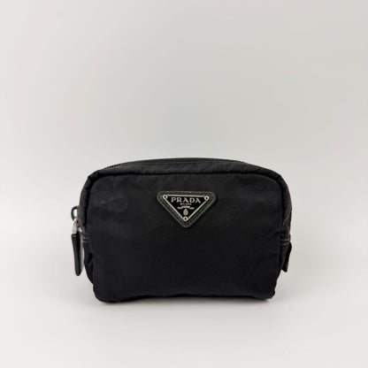 Prada Tessuto Nylon Triangle Logo Pouch Black Vintage