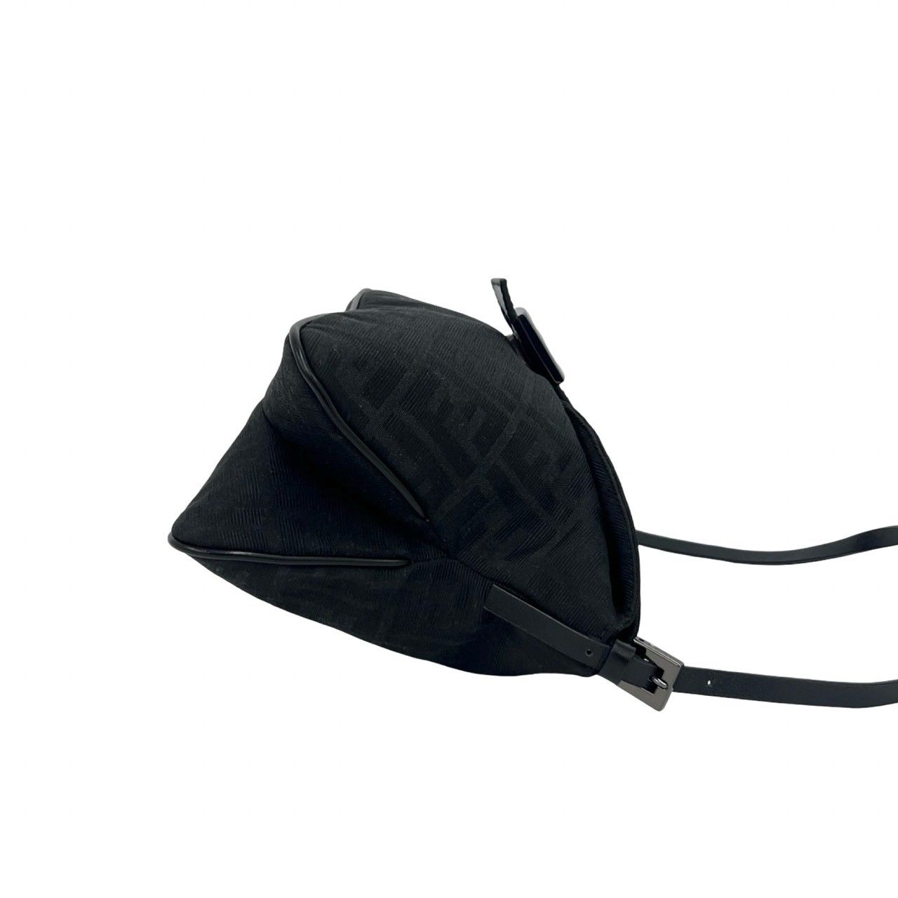 Fendi FF Zucca Pattern Canvas Leather Shoulder Bag Black — view 6