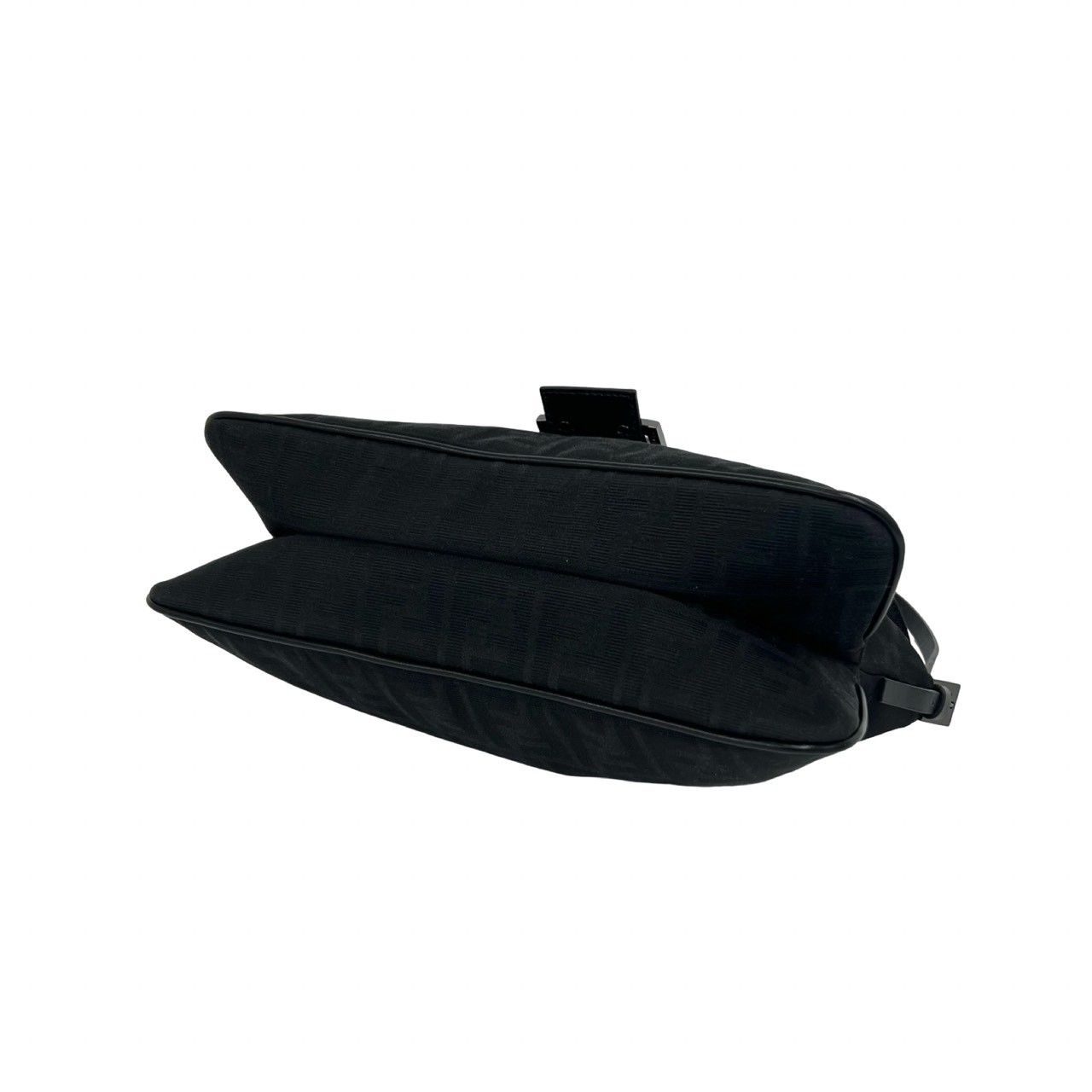 Fendi FF Zucca Pattern Canvas Leather Shoulder Bag Black — view 8