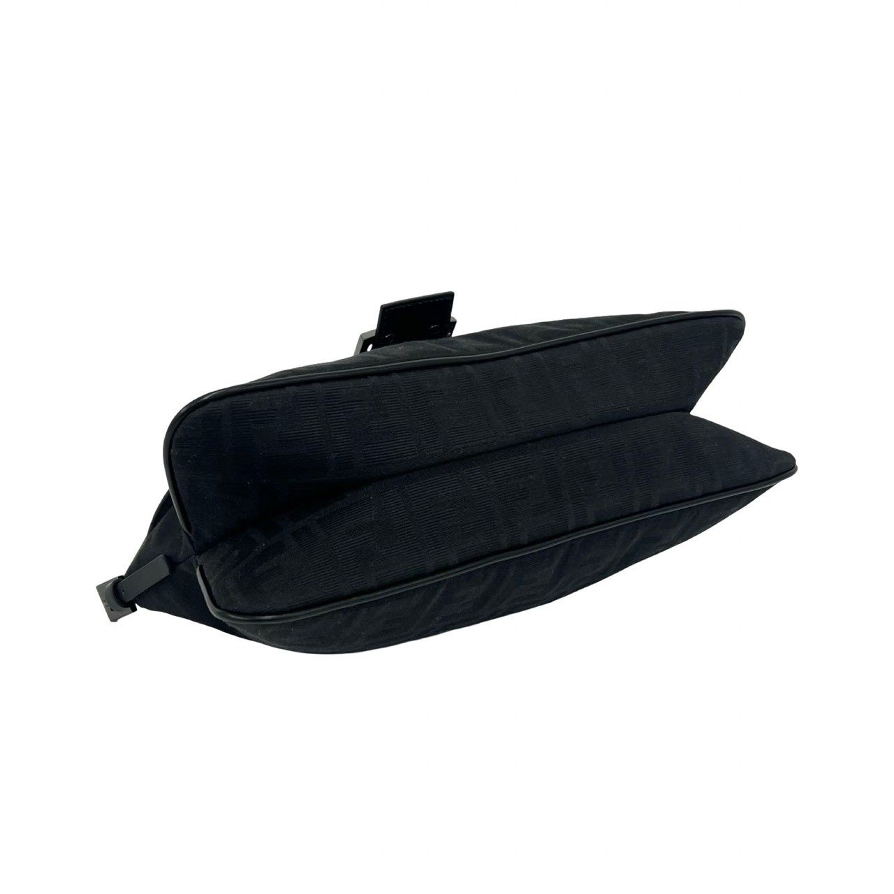 Fendi FF Zucca Pattern Canvas Leather Shoulder Bag Black — view 7