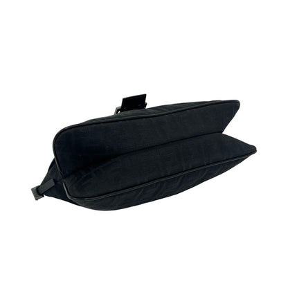 Fendi FF Zucca Pattern Canvas Leather Shoulder Bag Black — view 7