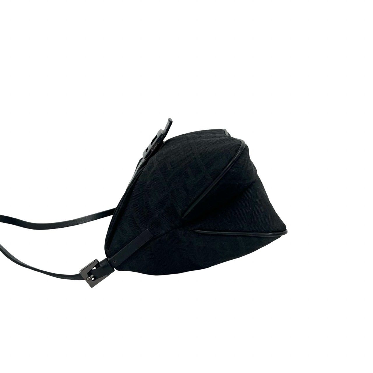 Fendi FF Zucca Pattern Canvas Leather Shoulder Bag Black — view 5