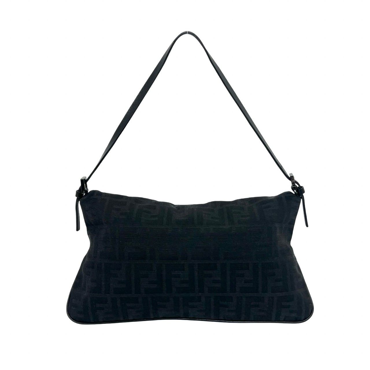 Fendi FF Zucca Pattern Canvas Leather Shoulder Bag Black — view 3