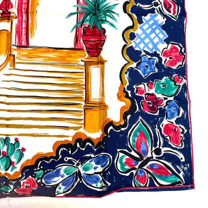 Fendi Scarf Large Silk Logo Floral Pattern Multicolor — view 5