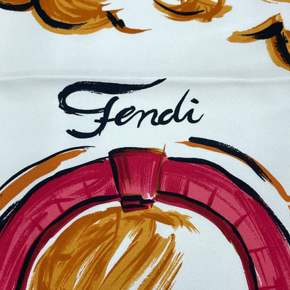 Fendi Scarf Large Silk Logo Floral Pattern Multicolor — view 6