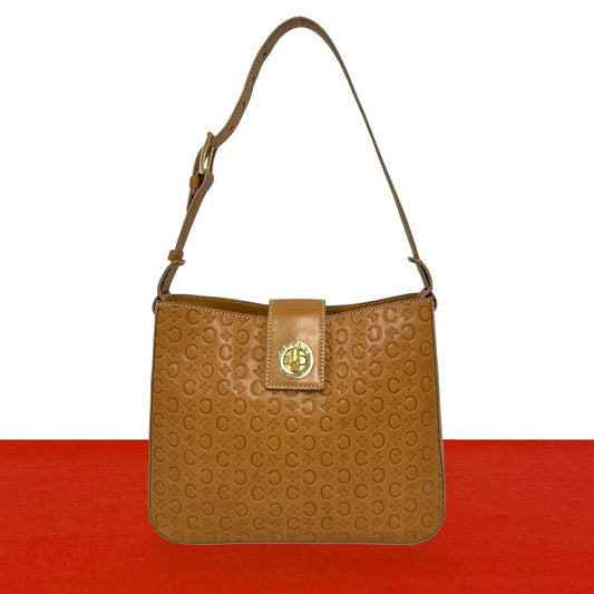 Celine C Macadam Blason Triomphe Logo Leather Shoulder Bag Brown Camel