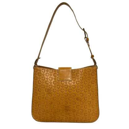 Celine C Macadam Blason Triomphe Logo Leather Shoulder Bag Brown Camel — view 3