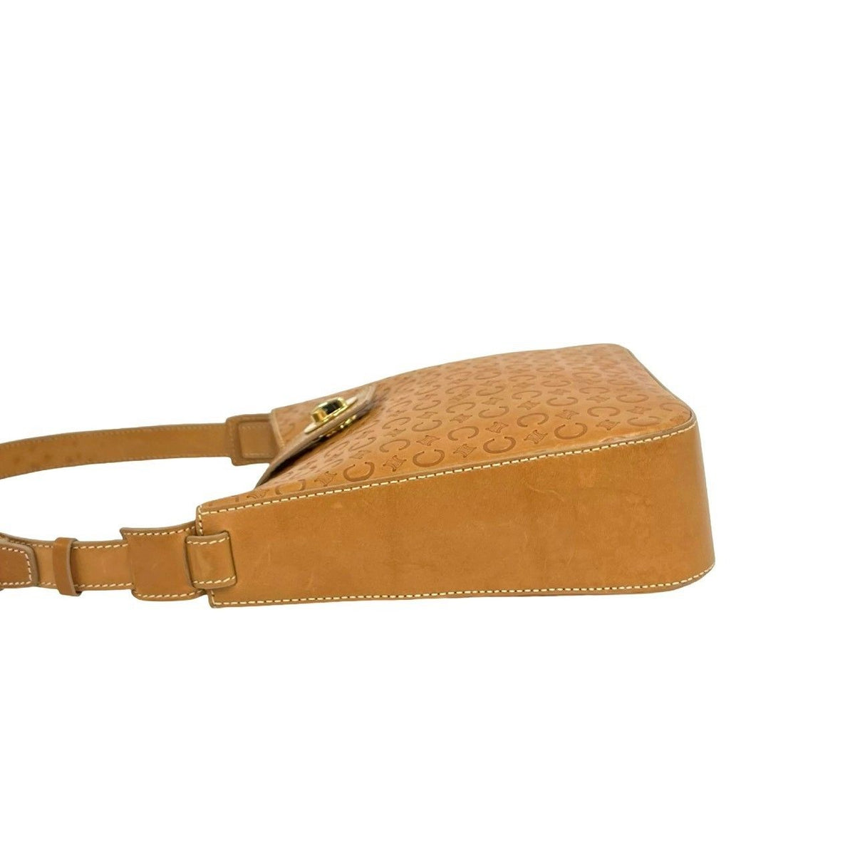 Celine C Macadam Blason Triomphe Logo Leather Shoulder Bag Brown Camel — view 5