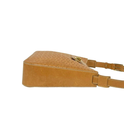 Celine C Macadam Blason Triomphe Logo Leather Shoulder Bag Brown Camel — view 6