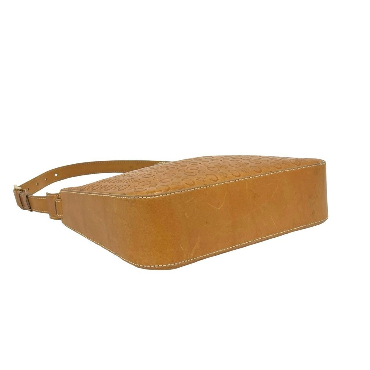 Celine C Macadam Blason Triomphe Logo Leather Shoulder Bag Brown Camel — view 7