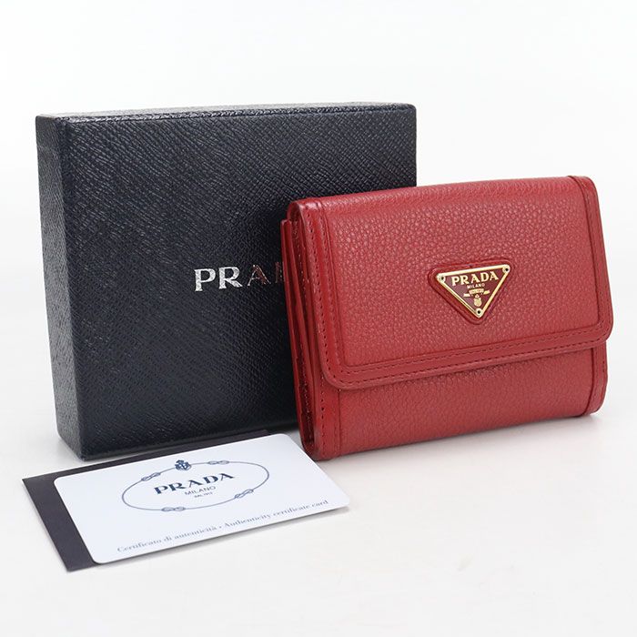 Prada Triangle Leather Wallet Vitello Phoenix Bifold Calfskin