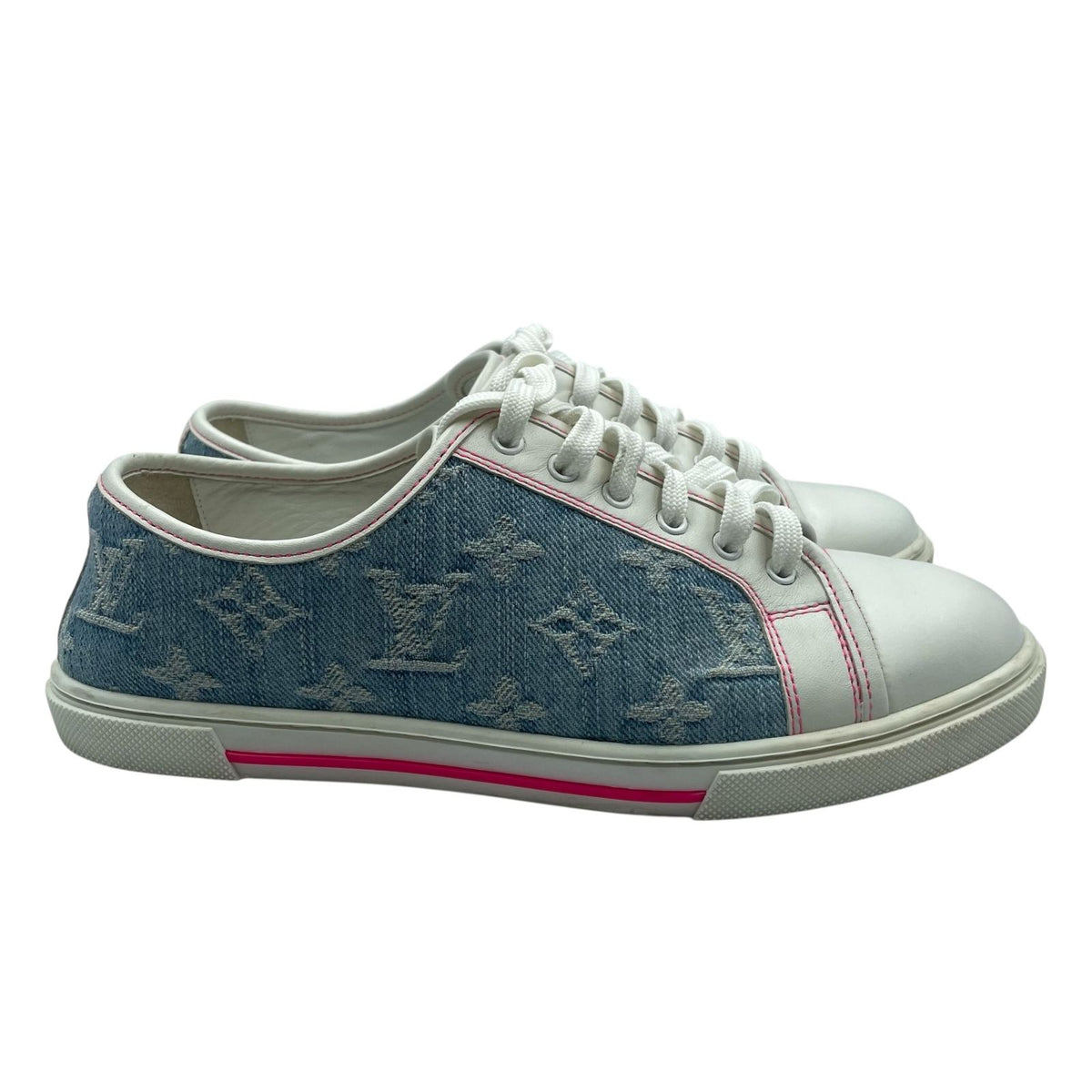 Louis Vuitton Sneakers Denim Monogram White — view 2