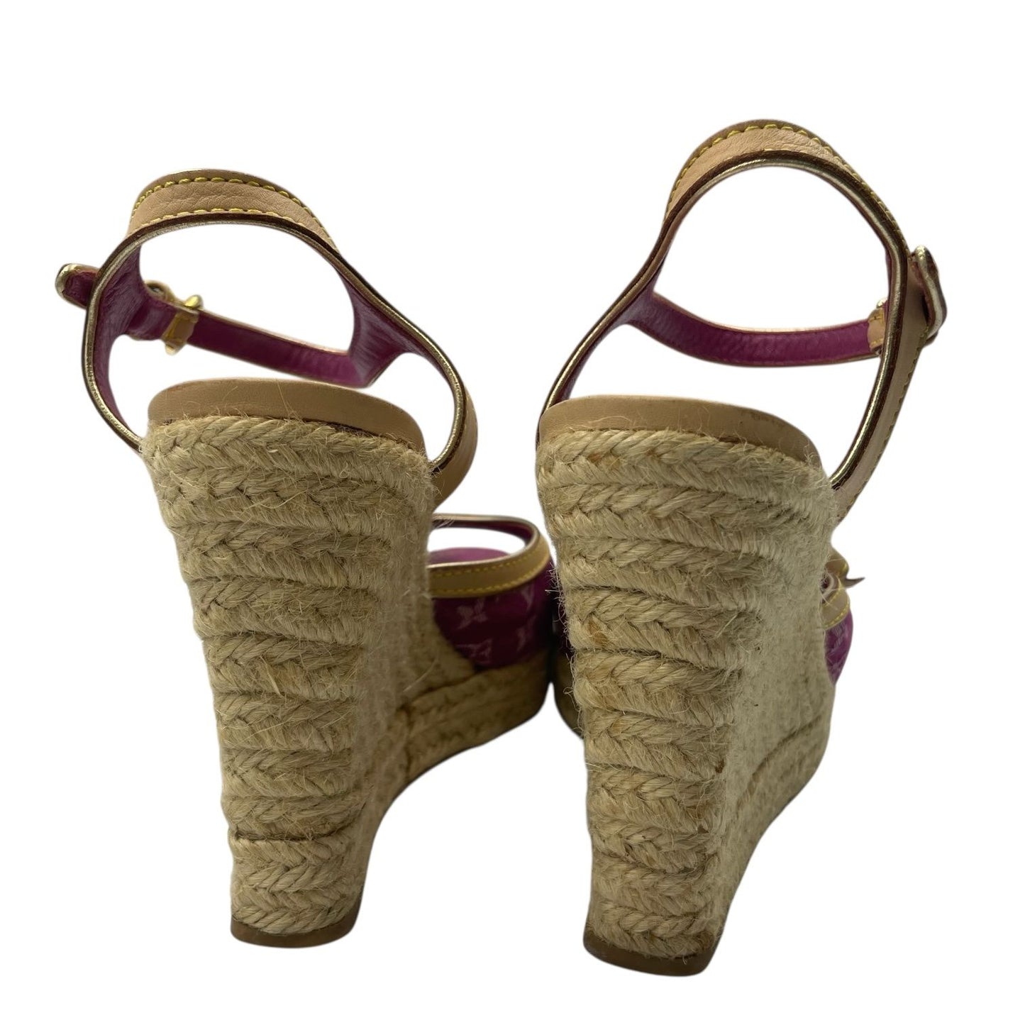 Louis Vuitton Sandals Jute Leather Monogram With Ribbon Purple — view 6