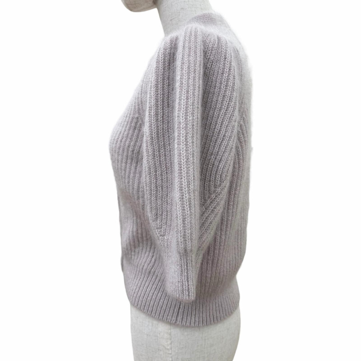 Celine Mohair Silk Short Sleeve Knit Cardigan Purple — view 2