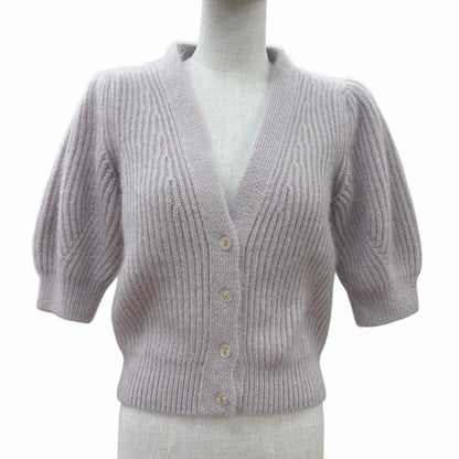 Celine Mohair Silk Short Sleeve Knit Cardigan Purple