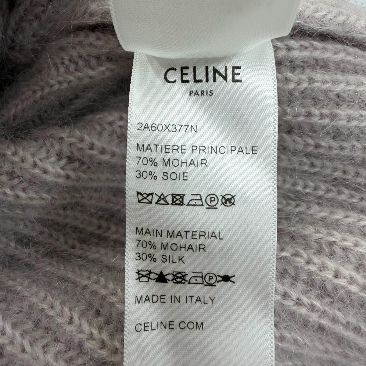 Celine Mohair Silk Short Sleeve Knit Cardigan Purple — view 7