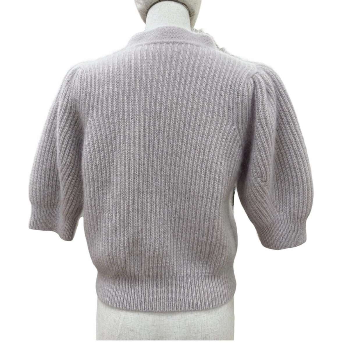 Celine Mohair Silk Short Sleeve Knit Cardigan Purple — view 3