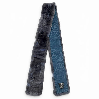 Chanel Back CC Logo All Pattern Cashmere Ori Rug Fur Scarf Fur Shawl Purple — view 3