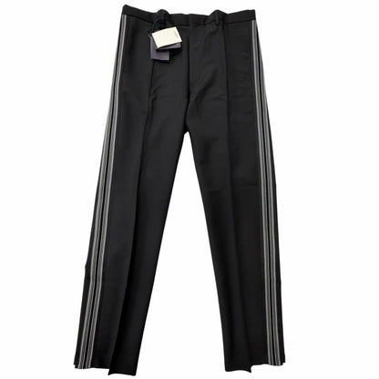 Prada Mohair Wool Some Silk Triangle Logo Hem Zip Side Line Trousers Black 48