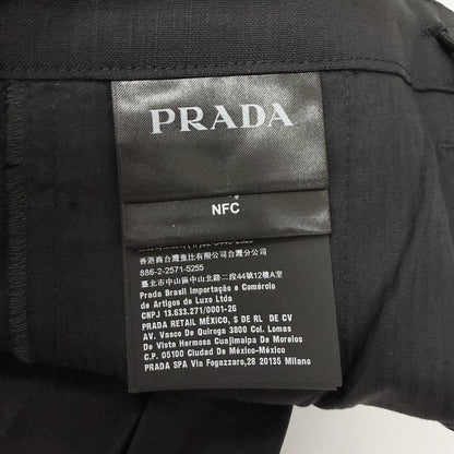 Prada Mohair Wool Some Silk Triangle Logo Hem Zip Side Line Trousers Black 48 — view 6
