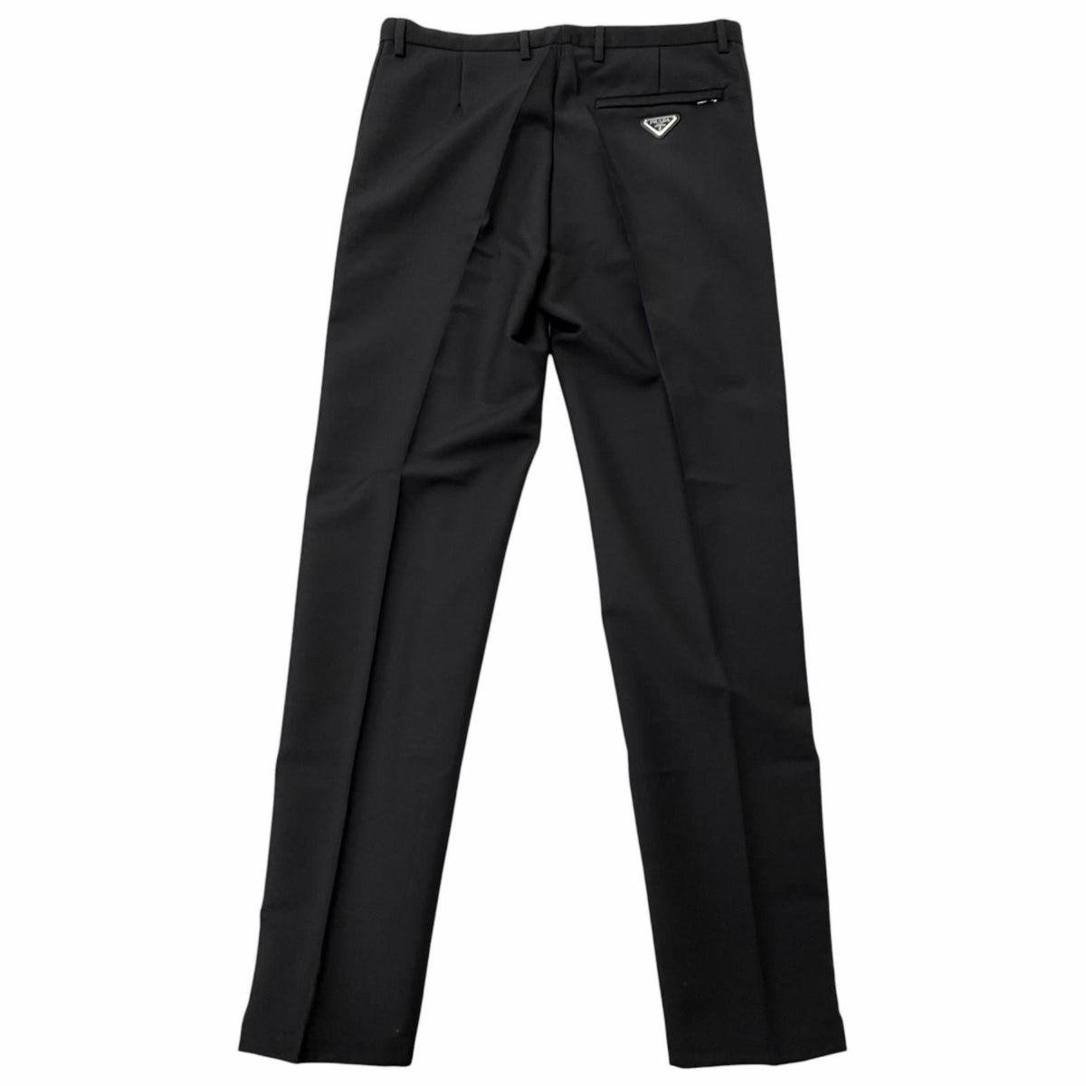 Prada Mohair Wool Some Silk Triangle Logo Hem Zip Side Line Trousers Black 48 — view 2